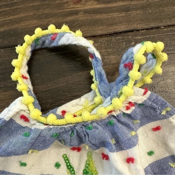 Mud Pie Boutique Pineapple Striped Romper with Sequins Size 3-6M GUC - Picture 7 of 7